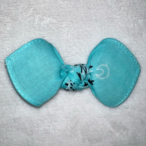Teal Paisley Rockabilly Bandana Knotted Hair Bow - Picture 7 of 11
